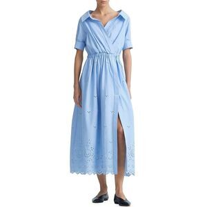 Altuzarra Womens Lydia Cotton Eyelet Belted Maxi Dress 42 Danube - NWT $1795